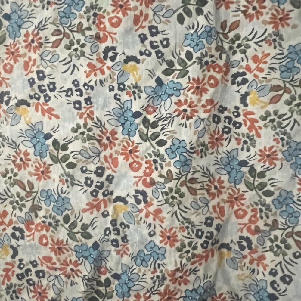 St. John's Bay Multicolor Floral Blouse 2x Button Up Long Sleeve Blue Green Ivor - Picture 8 of 16